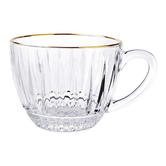 Xícara 200ml Victoria Em Vidro Com Borda Dourada